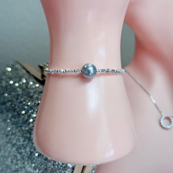 ⚜️❤️‍🔥 S925 Silver Beaded Bracelet With Faux Pearl 💫 - Picture 3 of 9